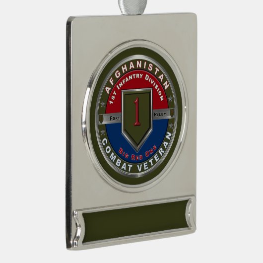 第1歩兵師団アフガニスタン退役軍人 シルバープレートバナーオーナメント (右)