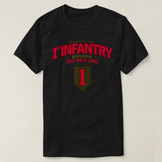 第1歩兵師団 – 大赤一隊、フォートライリー Tシャツ (デザイン正面)