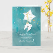 第1歯失ったおめでとう星 カード (黄色い花)