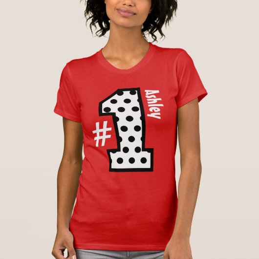 第1水玉模様大きい数名前をカスタムするV10 Tシャツ (正面)