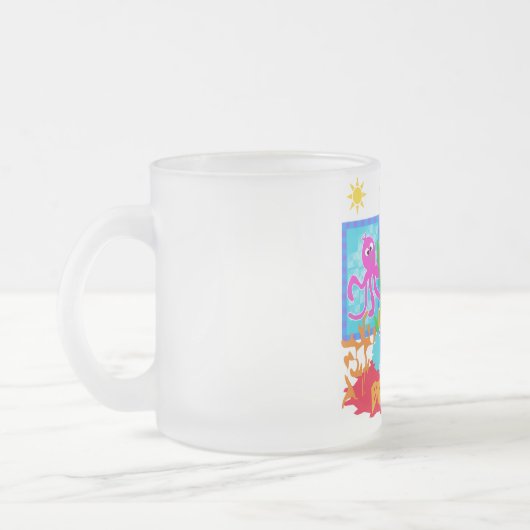 第1海底冒険の誕生日のTシャツ フロストグラスマグカップ (左)