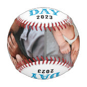 第1父モダン日ベビー写真タイポグラフィ 野球ボール (正面)