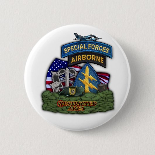 第1特殊部隊グリーンベレー退役軍人ボタン 缶バッジ (正面)