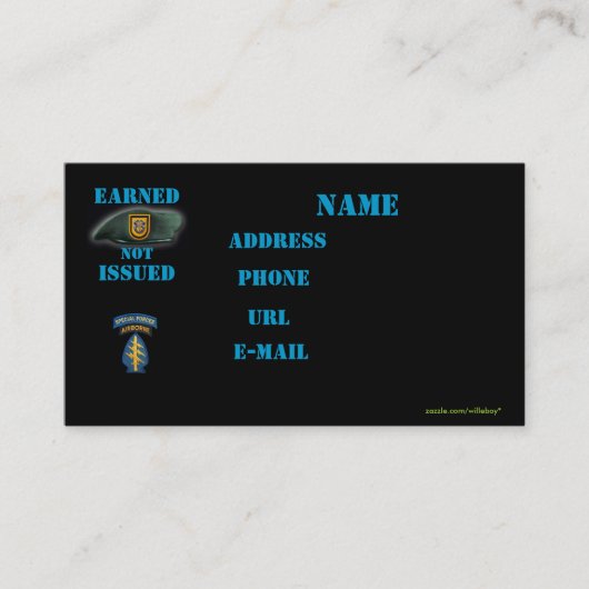 第1特殊部隊グループvetsイラクの名刺 名刺 (正面)