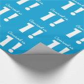 第1男の子4のための誕生日の名前をカスタムするの青い白 ラッピングペーパー (角)