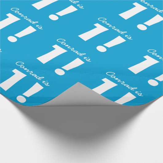 第1男の子4のための誕生日の名前をカスタムするの青い白 ラッピングペーパー (角)