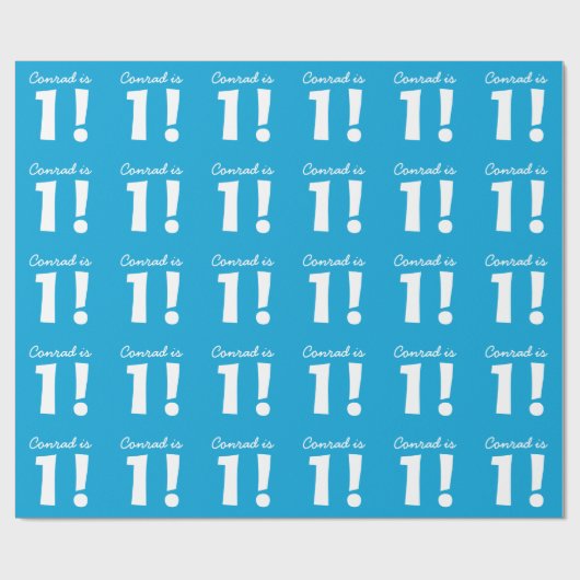 第1男の子4のための誕生日の名前をカスタムするの青い白 ラッピングペーパー (フラット)