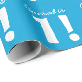 第1男の子4のための誕生日の名前をカスタムするの青い白 ラッピングペーパー (ロールコーナー)