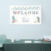 第1男の赤ちゃんかわいい水色ブルー海へようこそ 横断幕 (トレードショー)