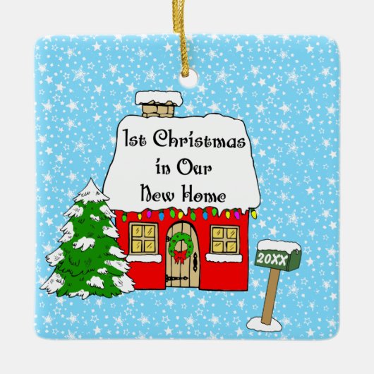 第1私達の新しい家のクリスマス セラミックオーナメント (正面)