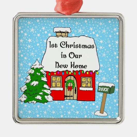 第1私達の新しい家のクリスマス メタルオーナメント (正面)