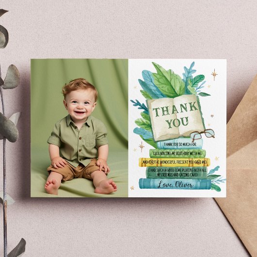 第1章ストーリーブックの誕生日写真 サンキューカード