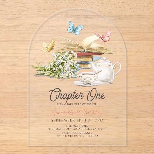 第1章蝶の物語の本の第1の誕生日 アクリル招待状 (正面)