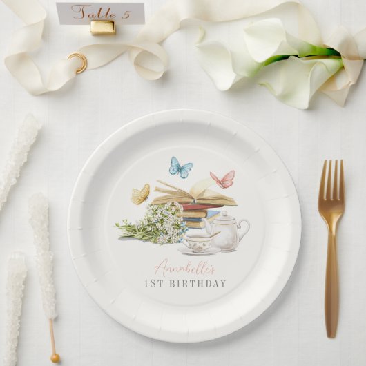 第1章蝶の物語の本の第1の誕生日 ペーパープレート (ウェディング)