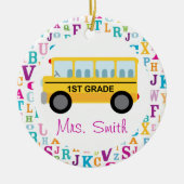 第1等級のパーソナライズなスクールバスの先生のオーナメント セラミックオーナメント (正面)