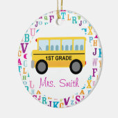 第1等級のパーソナライズなスクールバスの先生のオーナメント セラミックオーナメント (左)