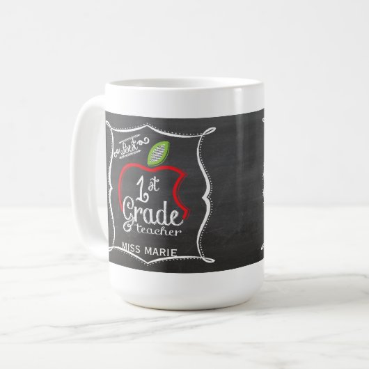 第1等級|のパーソナライズな先生のコーヒー・マグをチョークで書いて下さい コーヒーマグカップ (正面左)