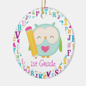 第1級フクロウパーソナライズされた先生オーナメント セラミックオーナメント (左)