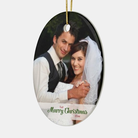 第1結婚したなクリスマスのオーナメント セラミックオーナメント (左)