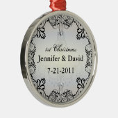 第1結婚したクリスマスの華麗さのオーナメント メタルオーナメント (右)