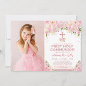 第1聖かわいらし聖聖体バラ金ゴールドピンクフローラ 招待状 (正面)