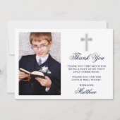 第1聖エレガント聖体写真青 サンキューカード (正面)