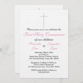 第1聖エレガント聖聖聖餐式ピンクツイン 招待状 (正面/裏面)