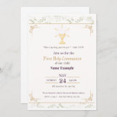 第1聖エレガント聖餐式招待状 | ゴールド 招待状 (正面/裏面)