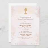 第1聖エレガント聖餐式招待状 | 金ゴールド茶 招待状 (正面/裏面)