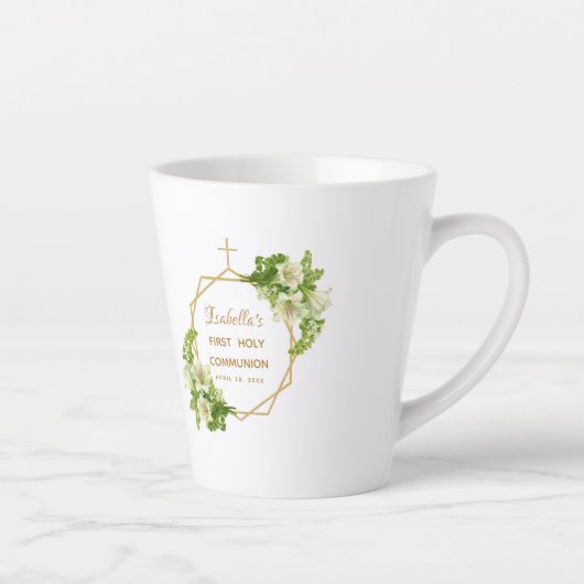 第1聖体フローラユリ金ゴールドクロスジオメトリック カフェラテマグ (右)