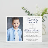 第1聖体写真海軍ブルーとシルバー 招待状 (スタンド正面)