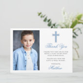第1聖体拝領フォトライトブルーストライプの サンキューカード (スタンド正面)