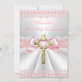 第1聖体拝領1位金ゴールドクロスガールズピンク2 招待状 (正面)