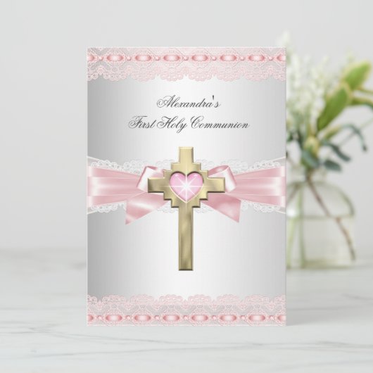 第1聖体拝領1位金ゴールドクロスガールズピンク2 招待状 (スタンド正面)