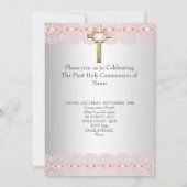 第1聖体拝領1位金ゴールドクロスガールズピンク2 招待状 (裏面)