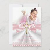 第1聖体拝領1位金ゴールドクロスガールズピンク4 招待状 (正面)