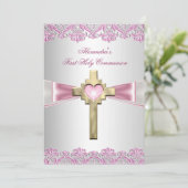 第1聖体拝領1位金ゴールドクロスガールズピンク 招待状 (スタンド正面)