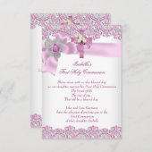 第1聖体拝領1期女十字女ホワイトピンク3 招待状 (正面/裏面)