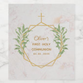 第1聖域グリーンリー植物学金ゴールド幾何学 ワインラベル (シングルラベル)