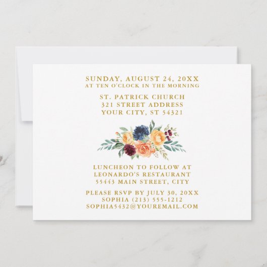 第1聖餐式の写真混合フローラ緑 招待状 (裏面)