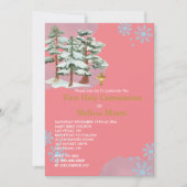 第1聖餐式の冬の森スノーフレーク写真 招待状 (正面)