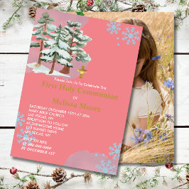 第1聖餐式の冬の森スノーフレーク写真 招待状