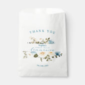 第1聖餐式の緑のアイボリー青い花 フェイバーバッグ (正面)