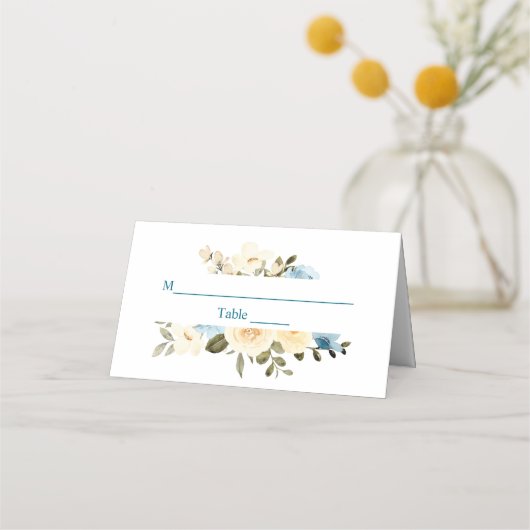 第1聖餐式アイボリーブルーフラワーグリーン プレイスカード (正面)