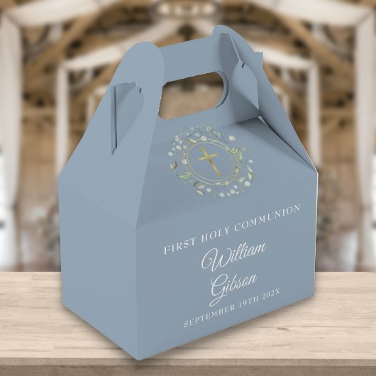 第1聖餐式ガーランドほこりっぽいブルー フェイバーボックス