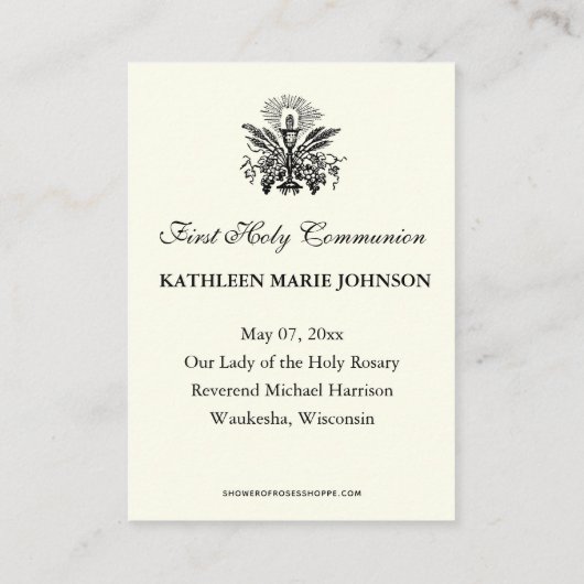 第1聖餐式グアダルーペ祈りの言葉 名刺 (裏面)