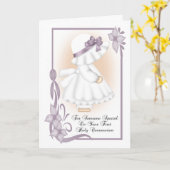 第1聖餐式グリーティングカード小さな女の子 カード (黄色い花)