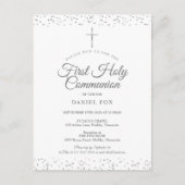 第1聖餐式シルバーエレガントスターダスト インビテーションポストカード (正面)