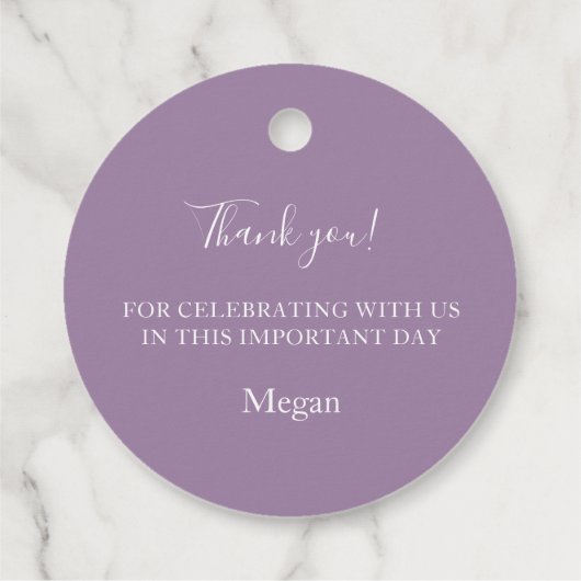 第1聖餐式パープルと金ゴールドエレガントメッセージカード フェイバータグ (裏面)