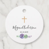 第1聖餐式パープルと金ゴールドエレガントメッセージカード フェイバータグ (正面)